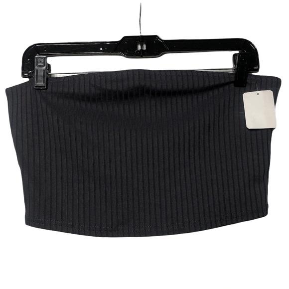 TOP SHOP Grey Ribbed Strapless Bralette Cropped Top Size 12 NEW - Picture 7 of 7